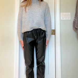 Black zara faux leather joggers